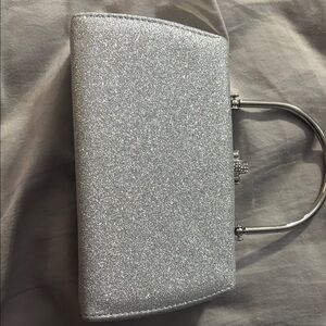 Elegant Silver Glitter Clutch